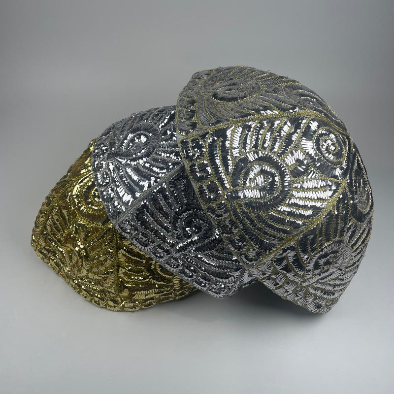 Kippah Hand Embroidered Plated - Atarah Design - Medium