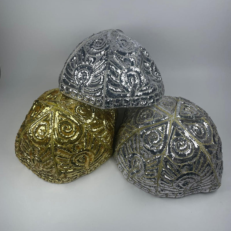 Kippah Hand Embroidered Plated - Atarah Design - Medium