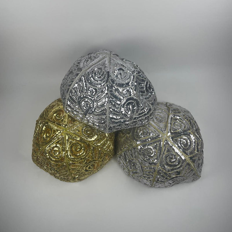Kippah Hand Embroidered Plated - Atarah Design - Medium